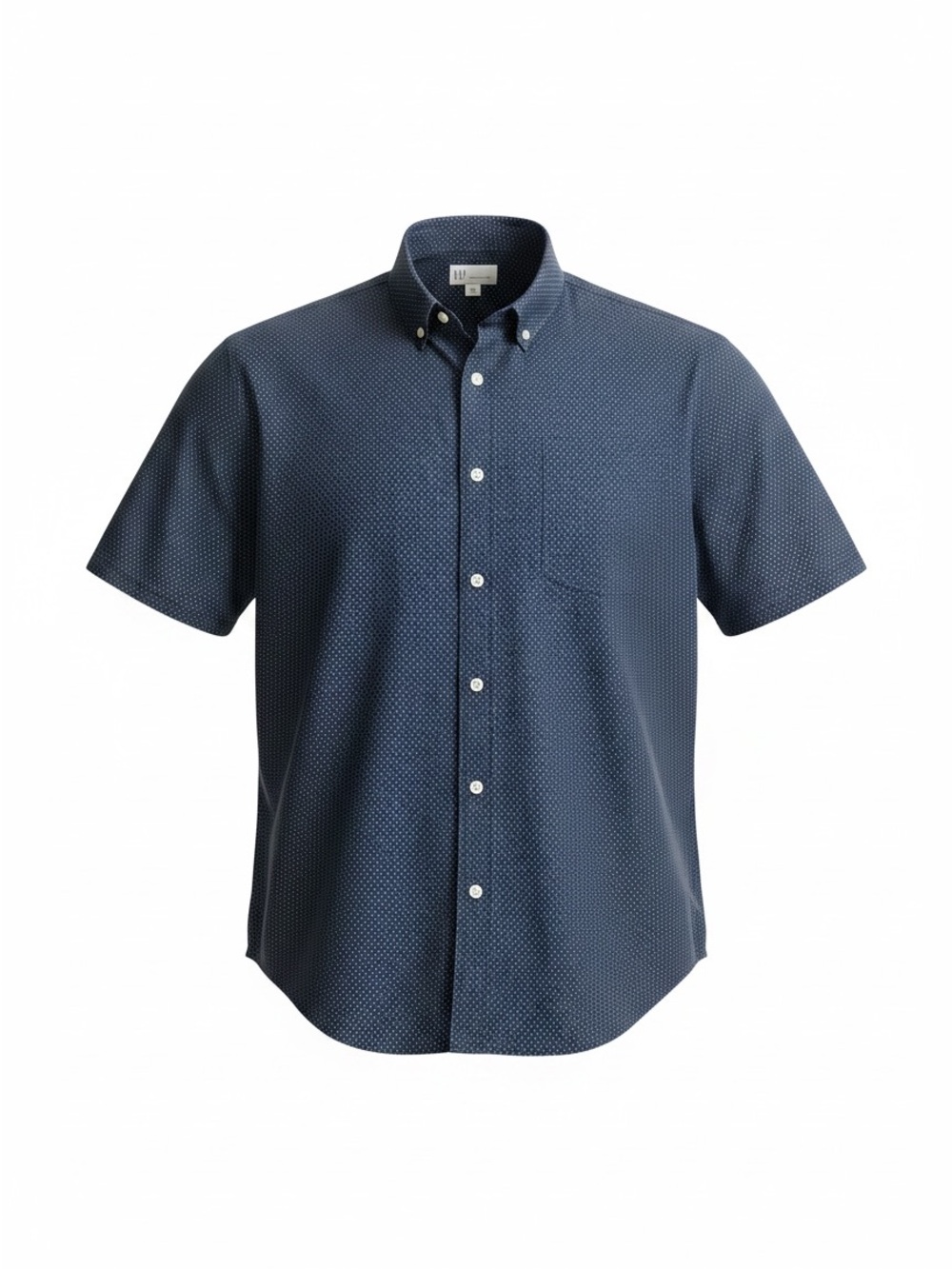GAP Men's Short-Sleeve Button-Down Shirt - Navy Microprint